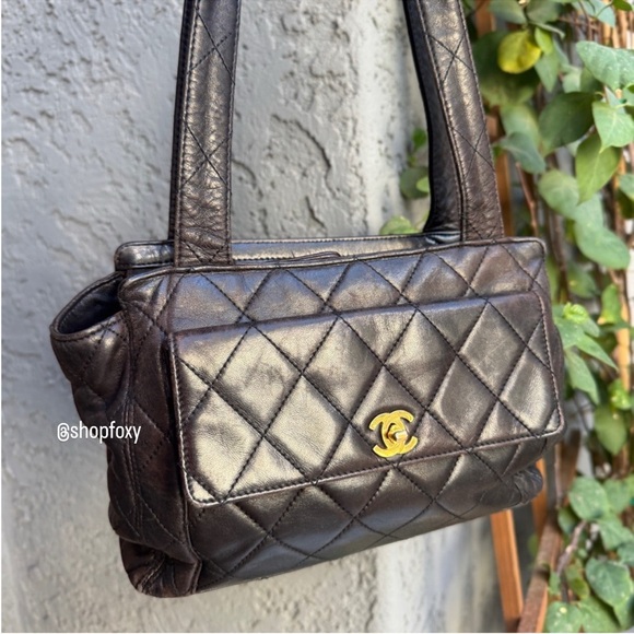 Chanel Quilted Lambskin Leather Vintage CC Flap Shoulder Bag - Picture 1 of 15